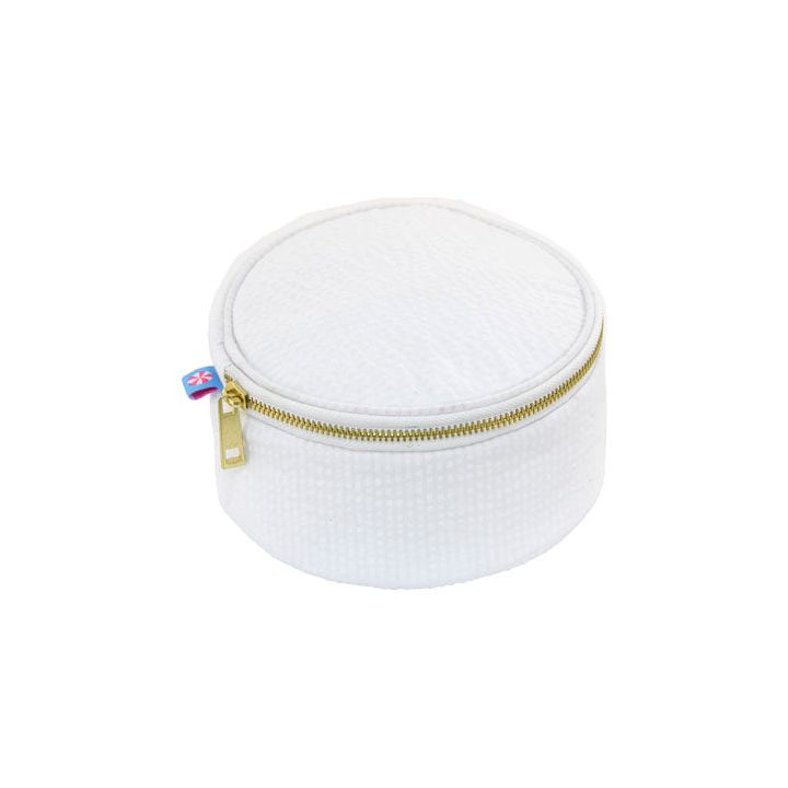 Mint 6" White Seersucker  Button Bag