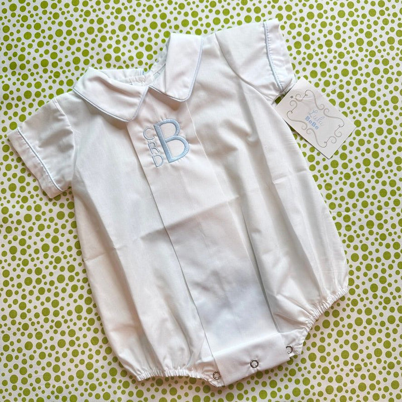 Boys White Bubble with Piping Trim