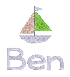 Charlie font with sailboat