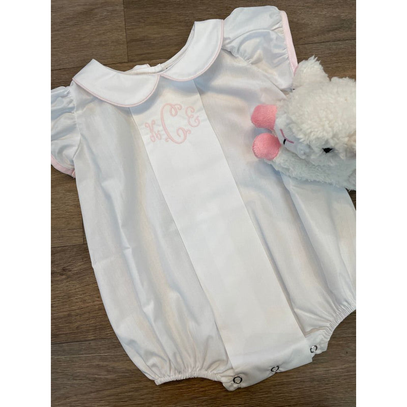 Girls White Bubble with Piping Trim