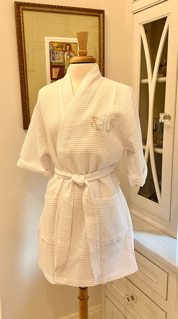 Ladies Short Waffle Weave Robe