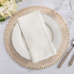 Fringed Stone Washed 100% Linen Ivory 20" Napkins for Weddings Set of 12