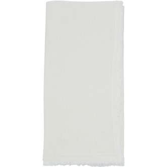 Fringed Stone Washed 100% Linen Ivory 20" Napkins for Weddings Set of 12