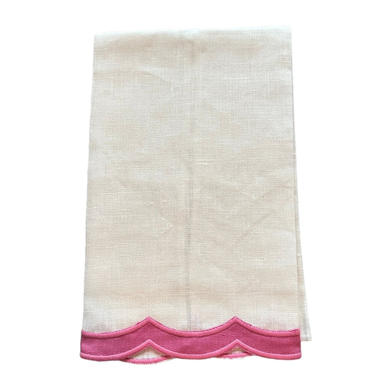 Garden Folly Pink Scalloped Guest Towel