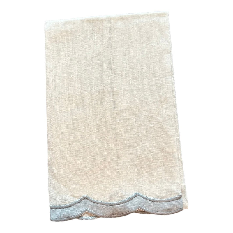 Garden Folly Blue Scalloped Guest Towel
