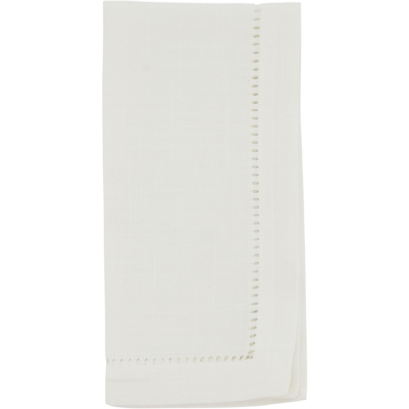 100% Polyester White Hemstitched Napkins Set of 4