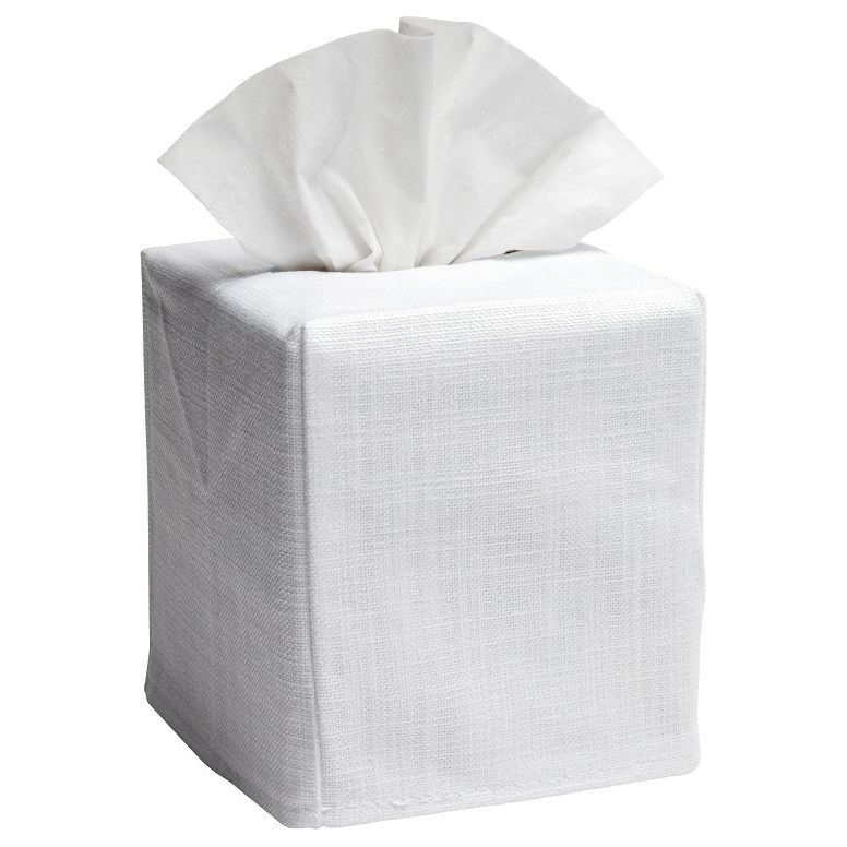 White Linen Tissue Box Cover