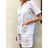 Iris Cotton PJ Short Set, Tiffany Blue Piping