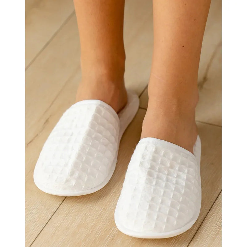 Luxury Waffle Weave, Closed Toe Slippers